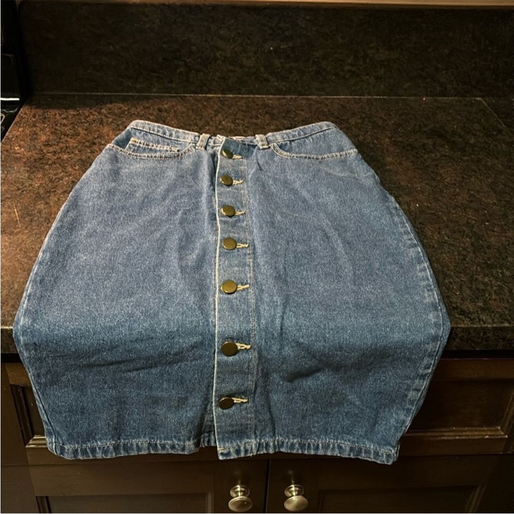High-Waist Button-Front Denim American Apparel Pencil Skirt